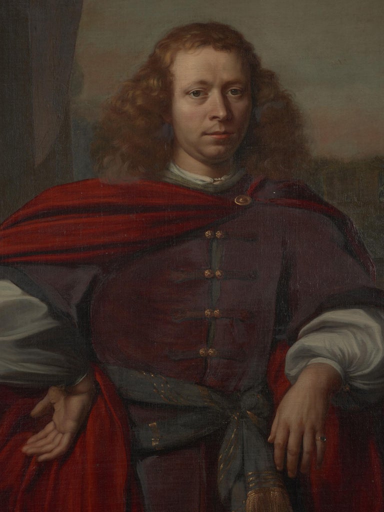 Portrait of a Gentleman in Three-Quarter-Length - Dutch School Painting by Nicolas Maes