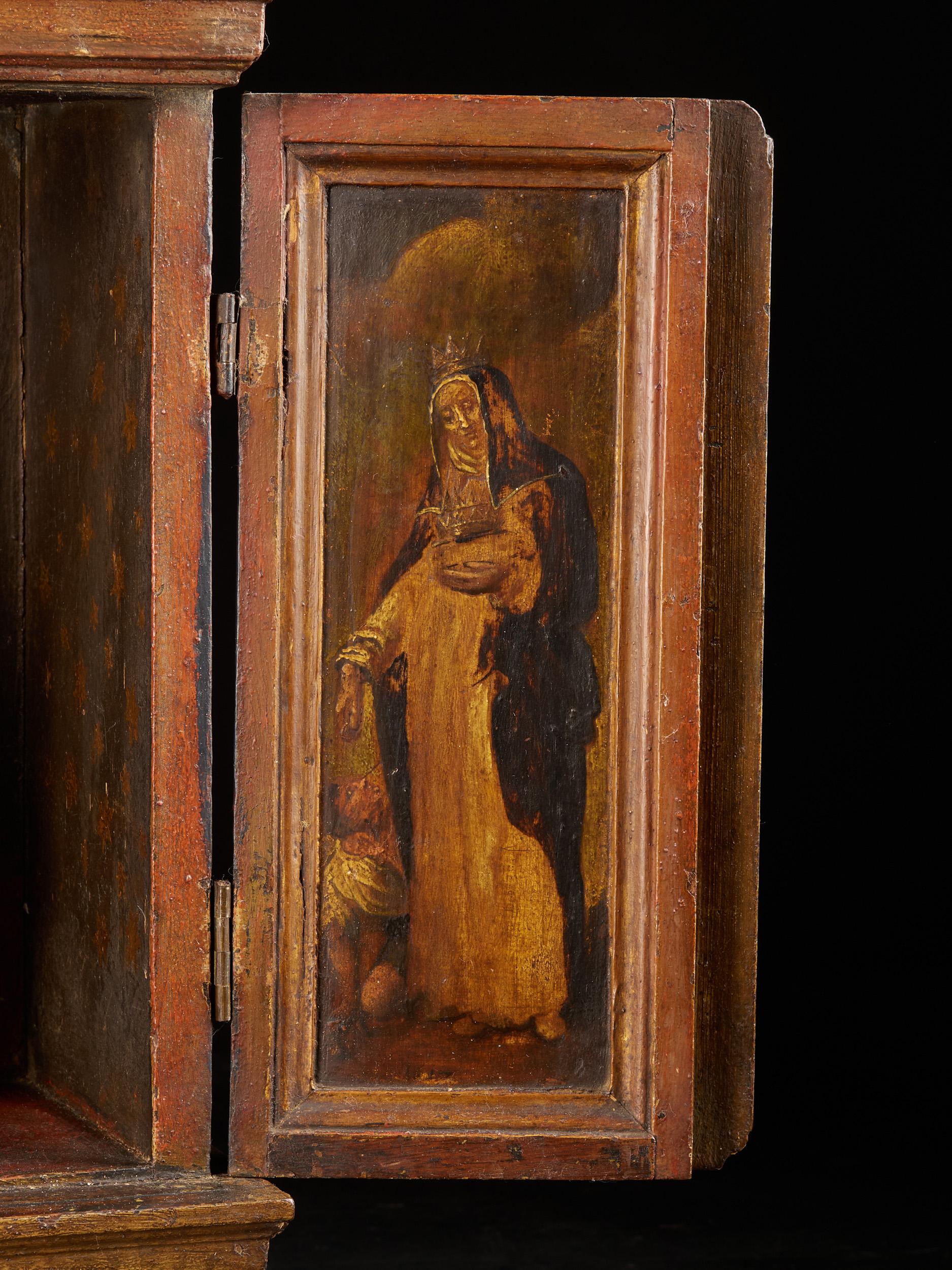 18th C, Flemish School, Madonna and Child in a Wooden Shrine  4