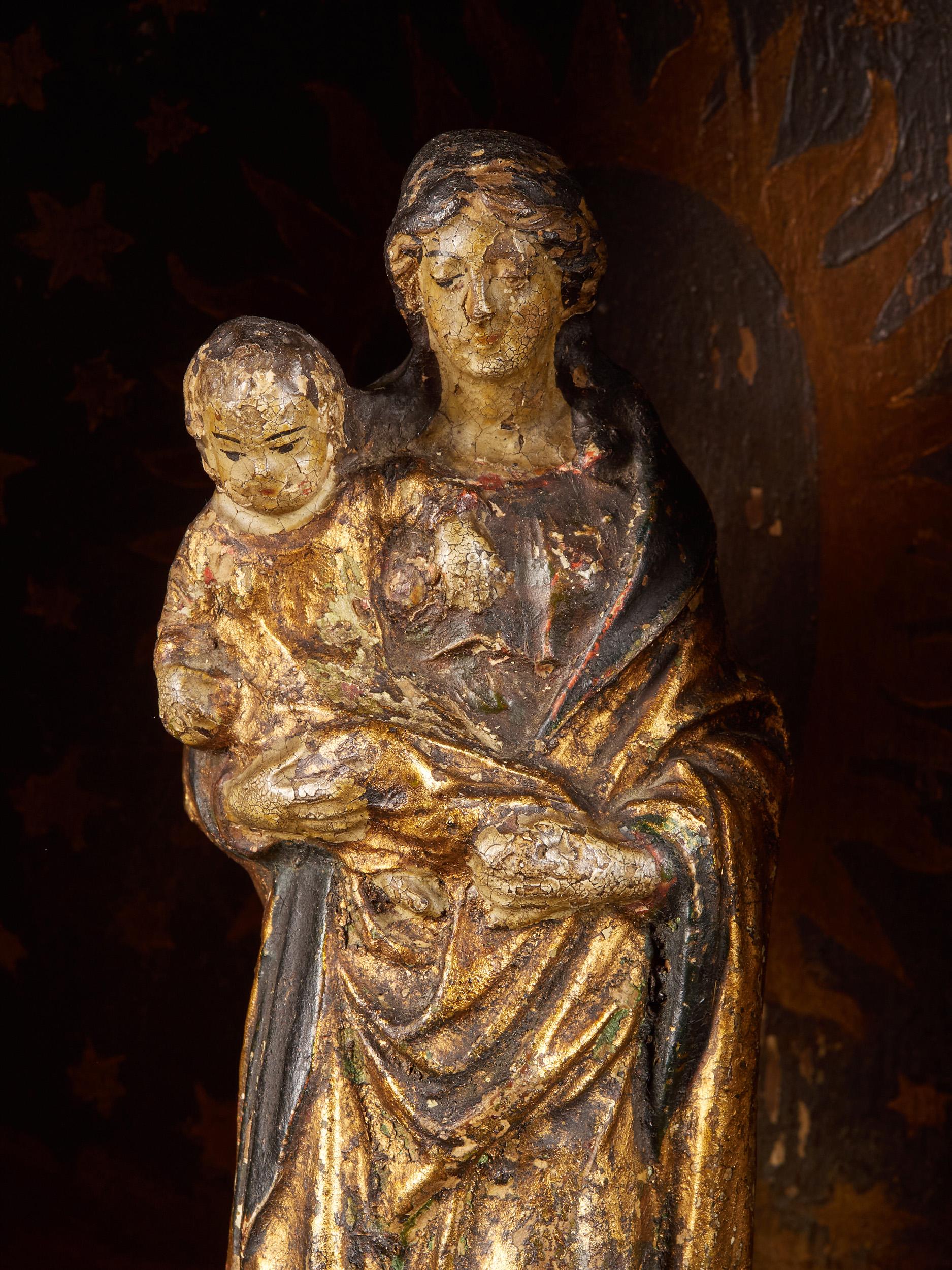 18th C, Flemish School, Madonna and Child in a Wooden Shrine  8