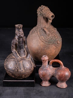 Vintage Set of 3 terracotta vessels, Teke People, DRC