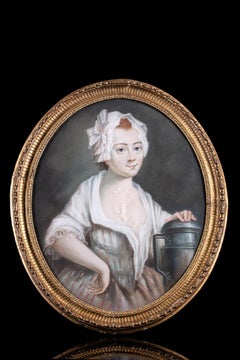 The Milkgirl, style rococo, artiste inconnu, dessin au pastel