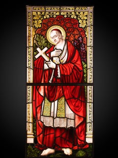 Neo-Gothic Stained Glass Window with Saint Martin