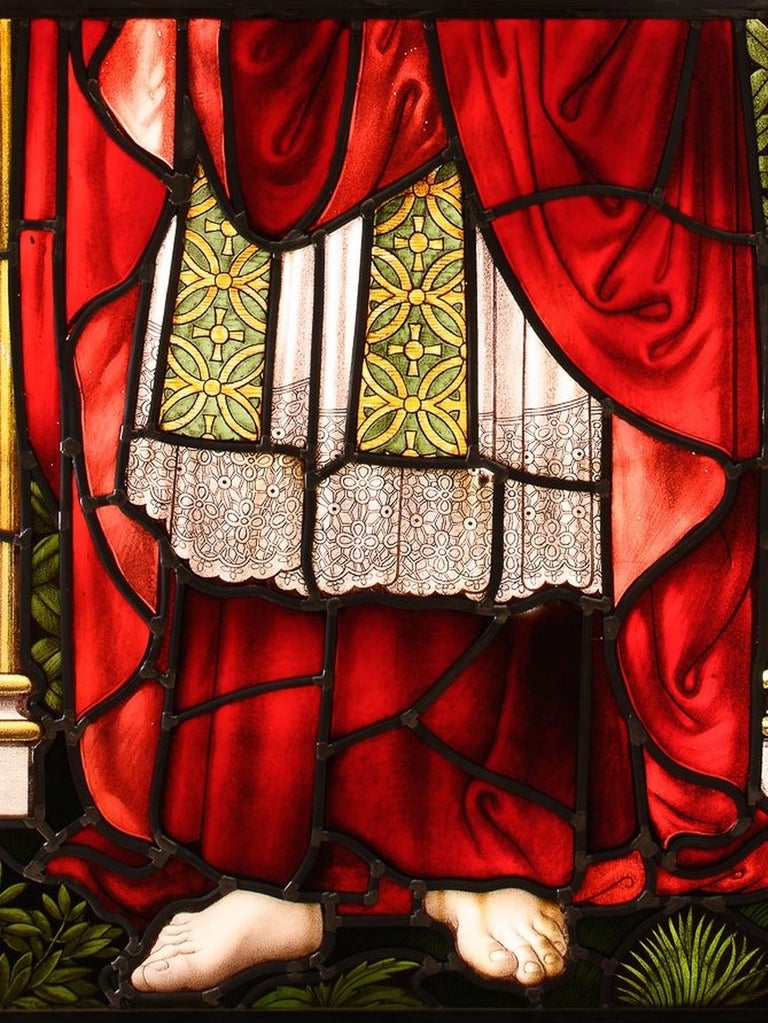 Unknown NeoGothic Stained Glass Window with Saint Martin For Sale at