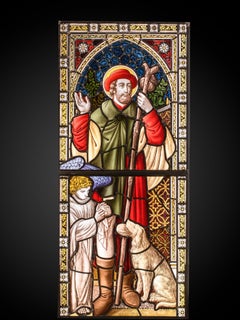 Neo-Gothic Stained Glass Window with St. Roch, Belgium