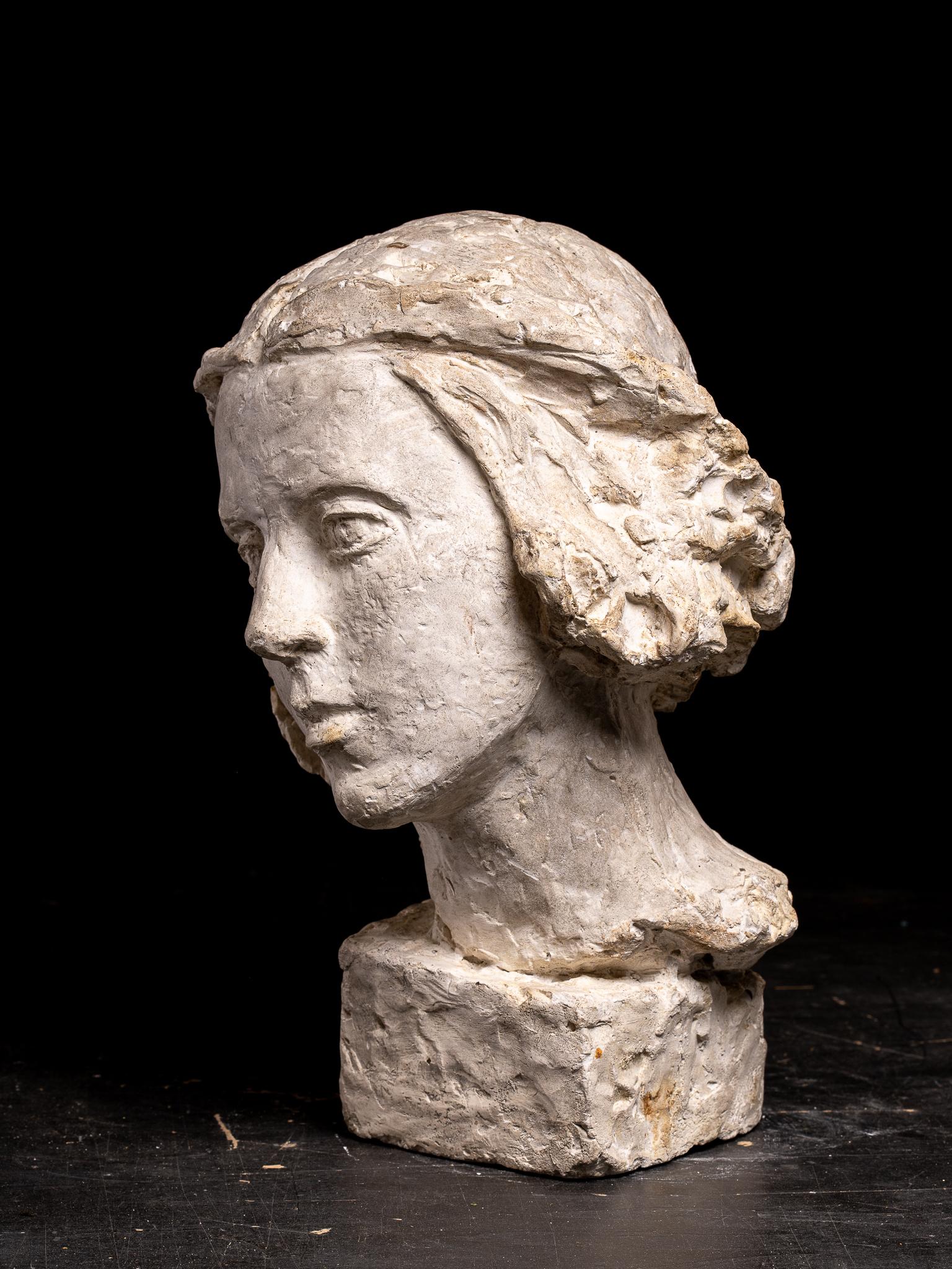 Gustave Fontaine (1877-1952), Selection of 3 Sculptures plaster model Heads For Sale 3