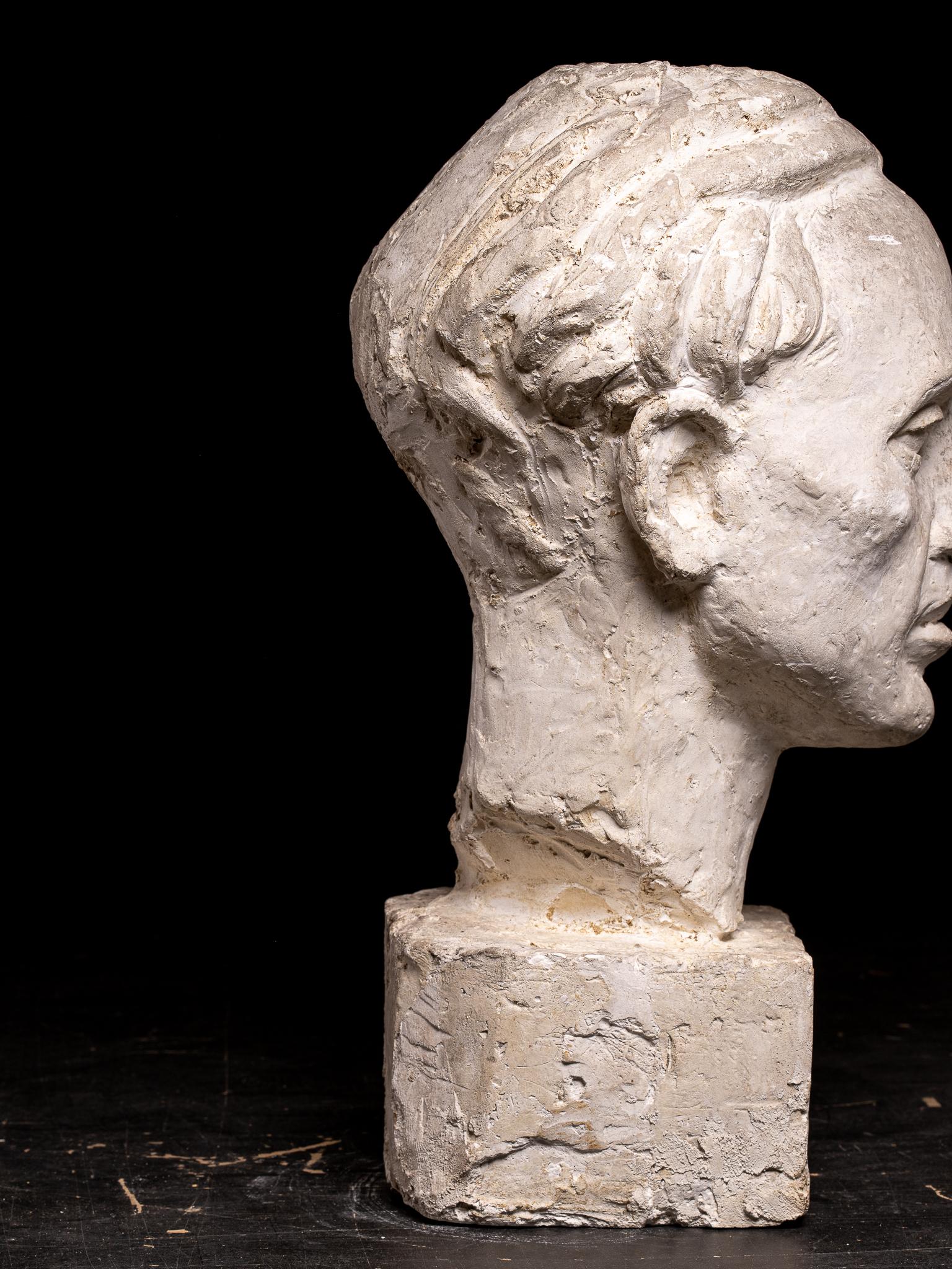 Gustave Fontaine (1877-1952), Selection of 3 Sculptures plaster model Heads For Sale 2