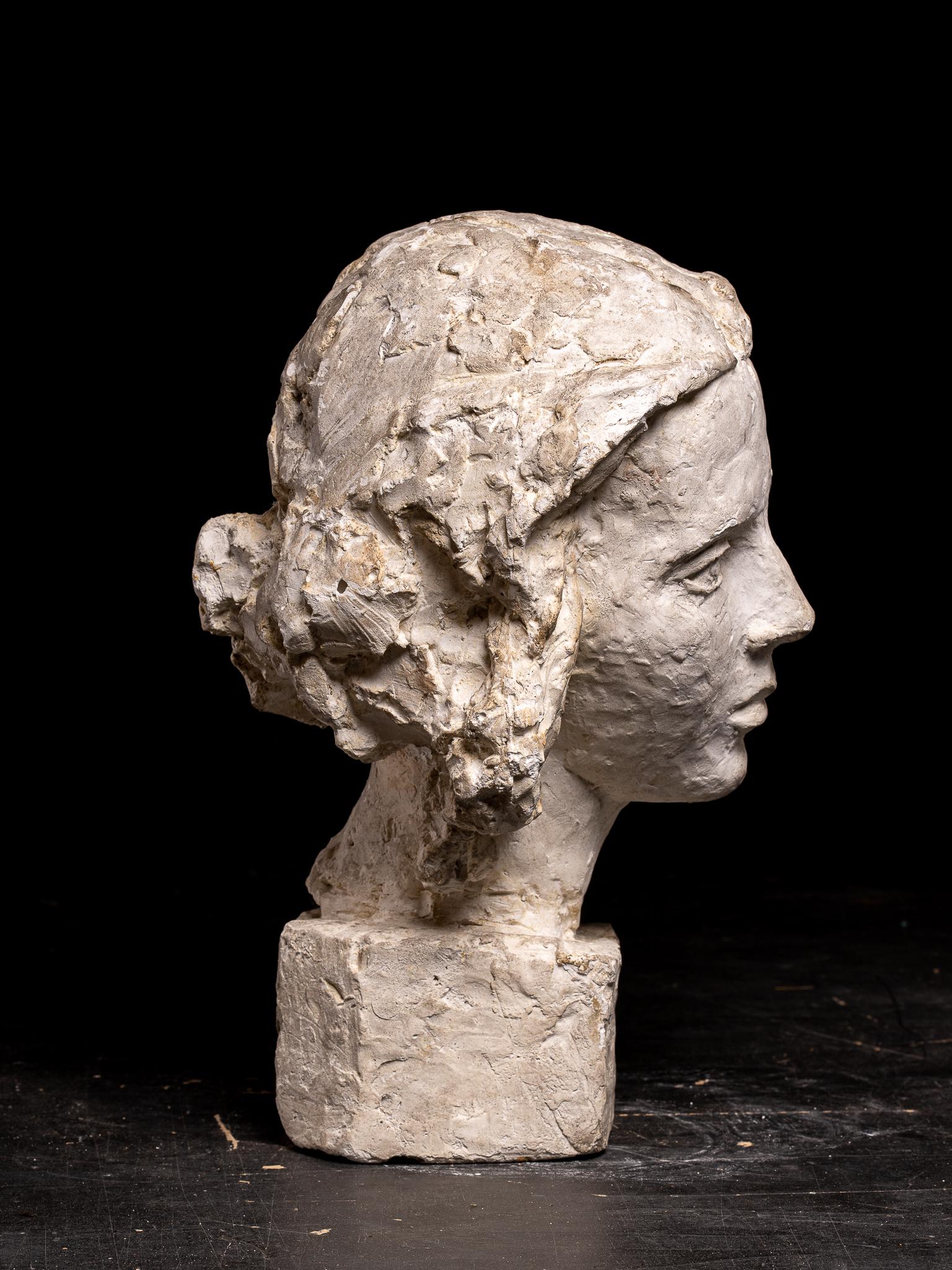 Gustave Fontaine (1877-1952), Selection of 3 Sculptures plaster model Heads For Sale 5