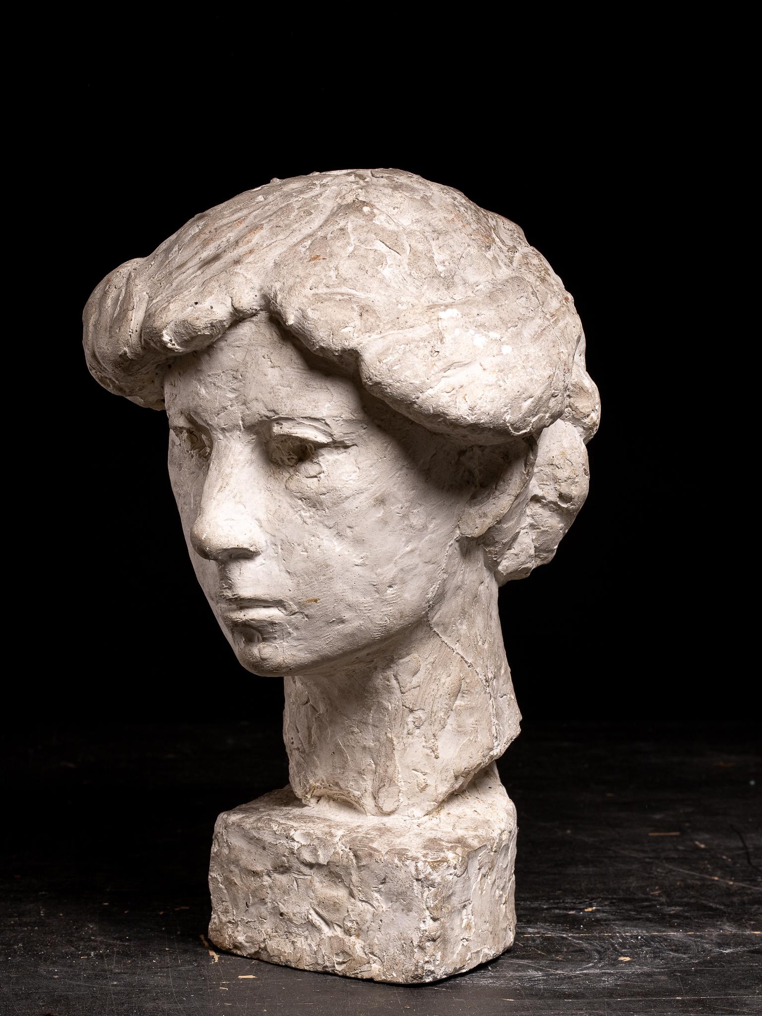 Gustave Fontaine (1877-1952), Selection of 3 Sculptures plaster model Heads For Sale 8