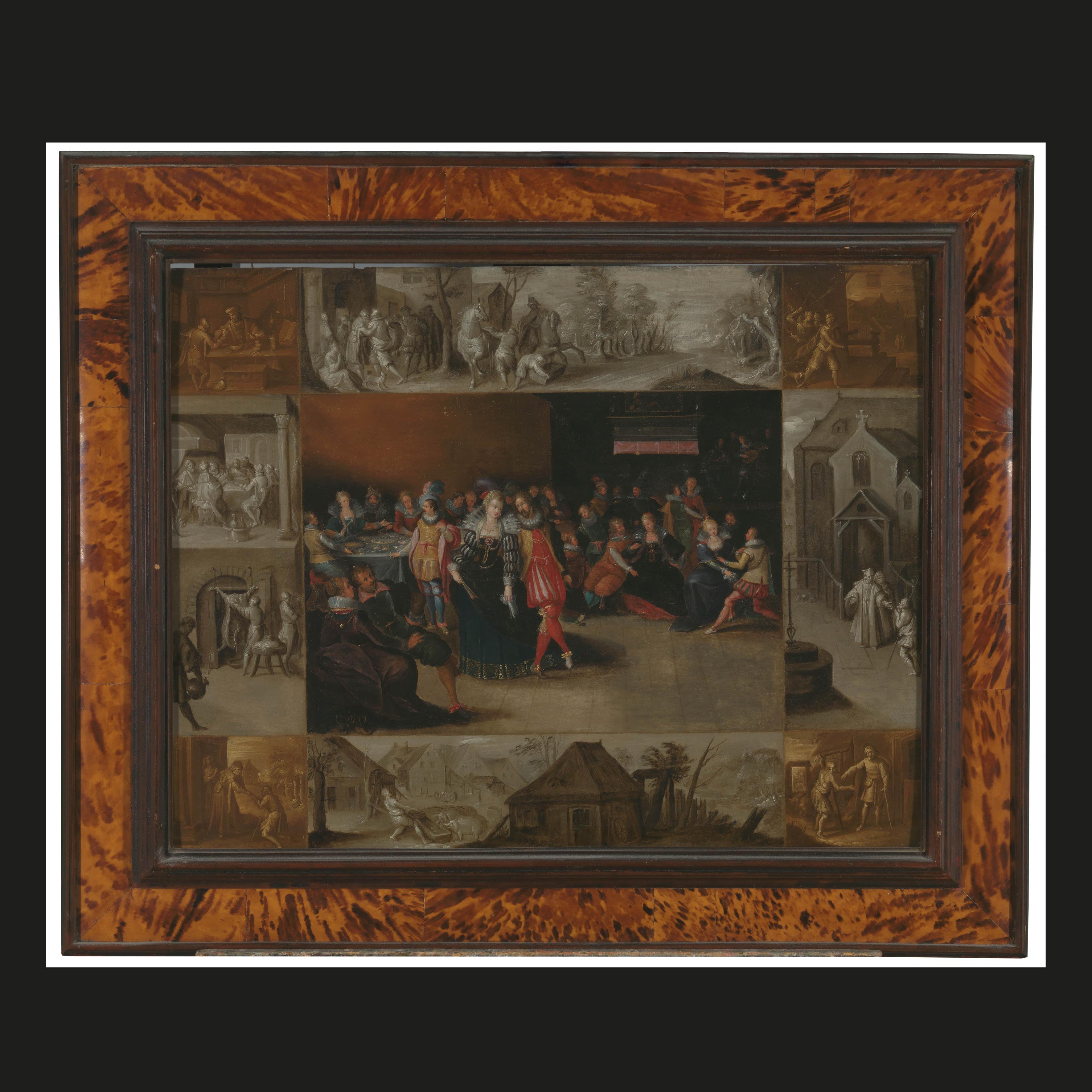 The Prodigal Son wastes his Money on Feasting and Courtesans - Painting by Frans II Francken