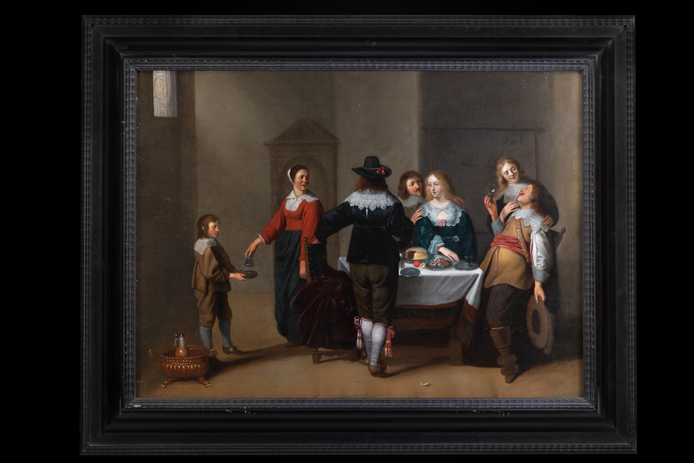 Merry Company in an Interior - Painting by Christoffel Jacobsz. van der Laemen