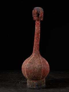 Vaso da vino decorativo per palme con perline e figura di animale