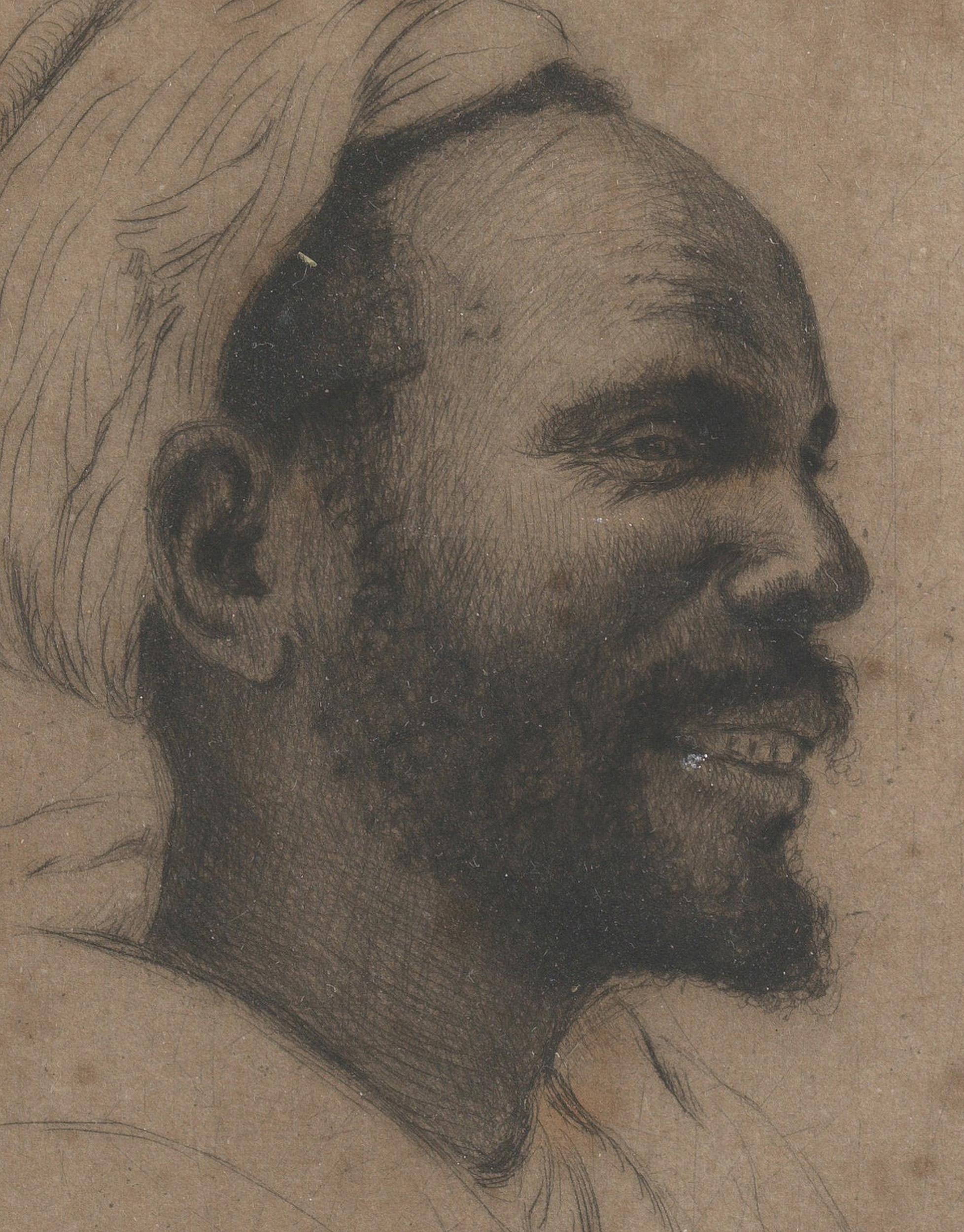 Portrait of an Oriental Man with Turban, Etching For Sale 1