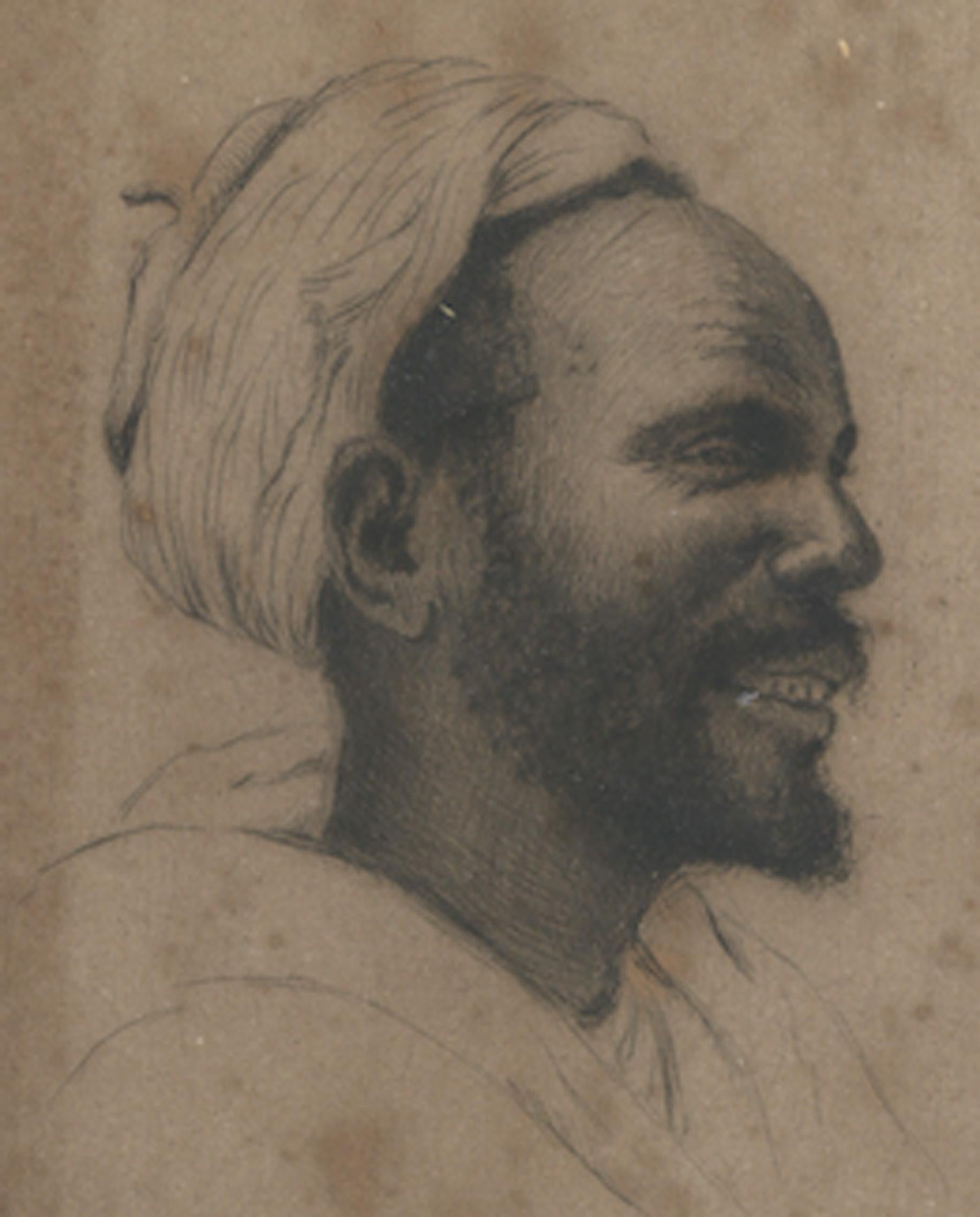Portrait of an Oriental Man with Turban, Etching For Sale 2