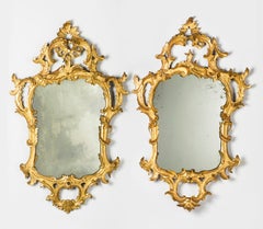 18th Century Louis XV Venetian Mirrors Carved and Gilded Wood Yellow Gold