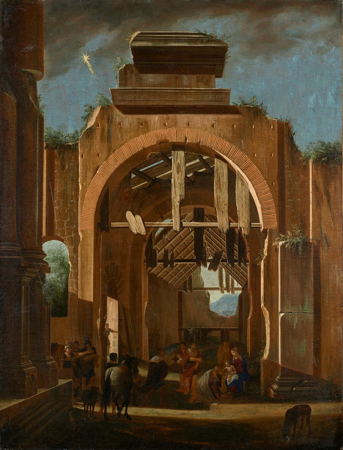 17th Century Niccolò Codazzi Capriccio Architectural Oil on Canvas Brown  2