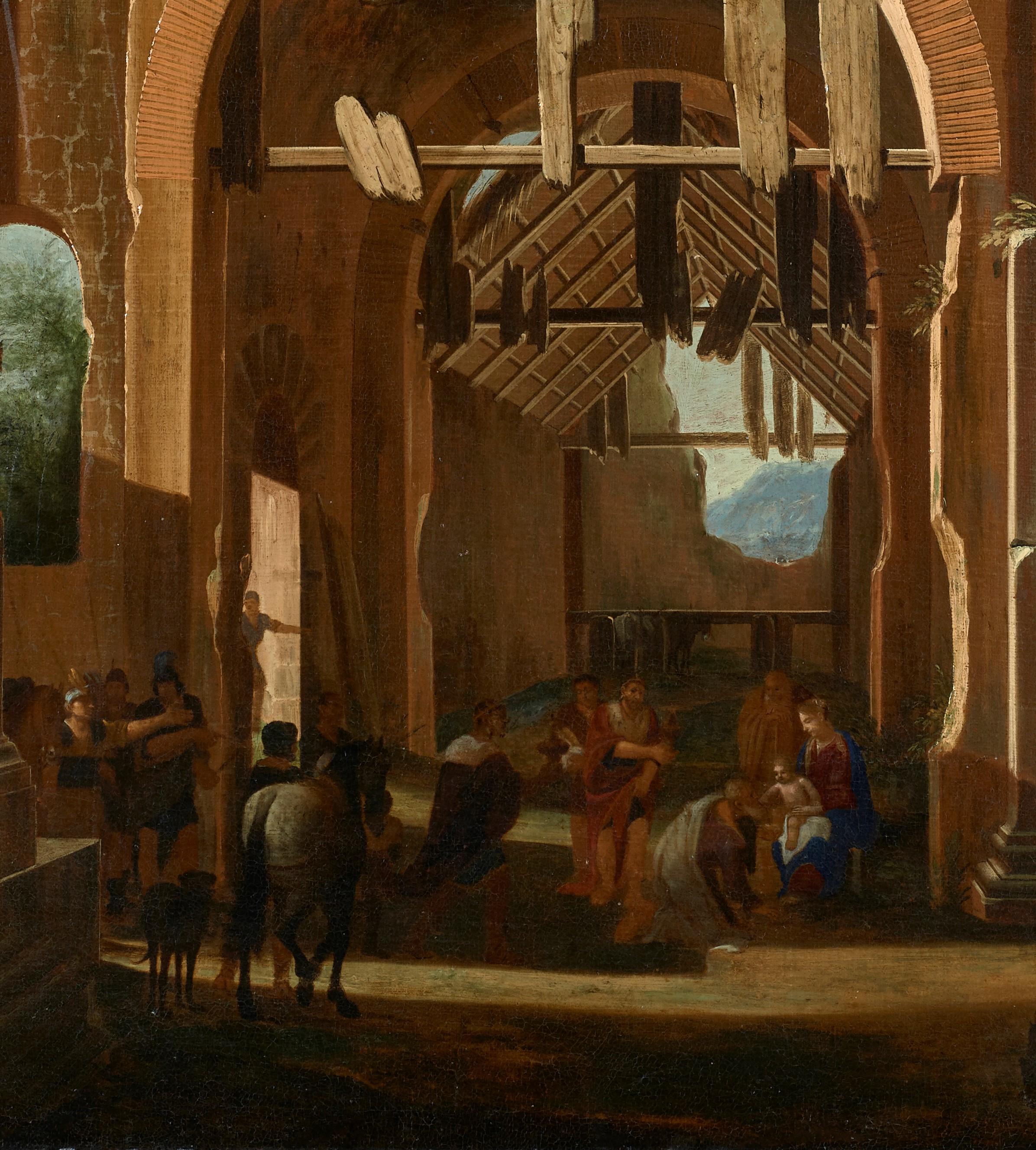 17th Century Niccolò Codazzi Capriccio Architectural Oil on Canvas Brown  4