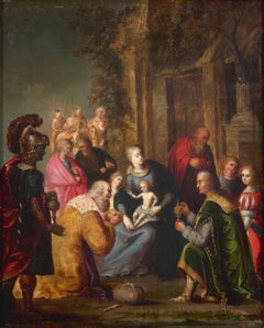Adoration of the Magi - Oil on marble with gilt decorations - Flemish old master