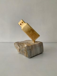 USB, metal and marble sculpture