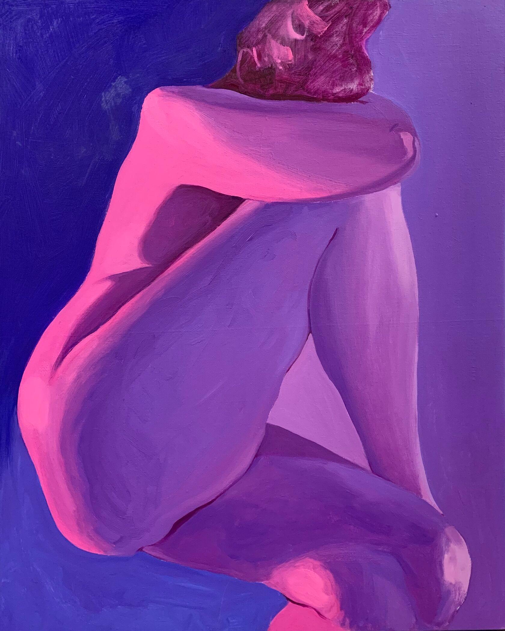 I'm ok - Purple Nude Painting by Sofiya Akimova 
