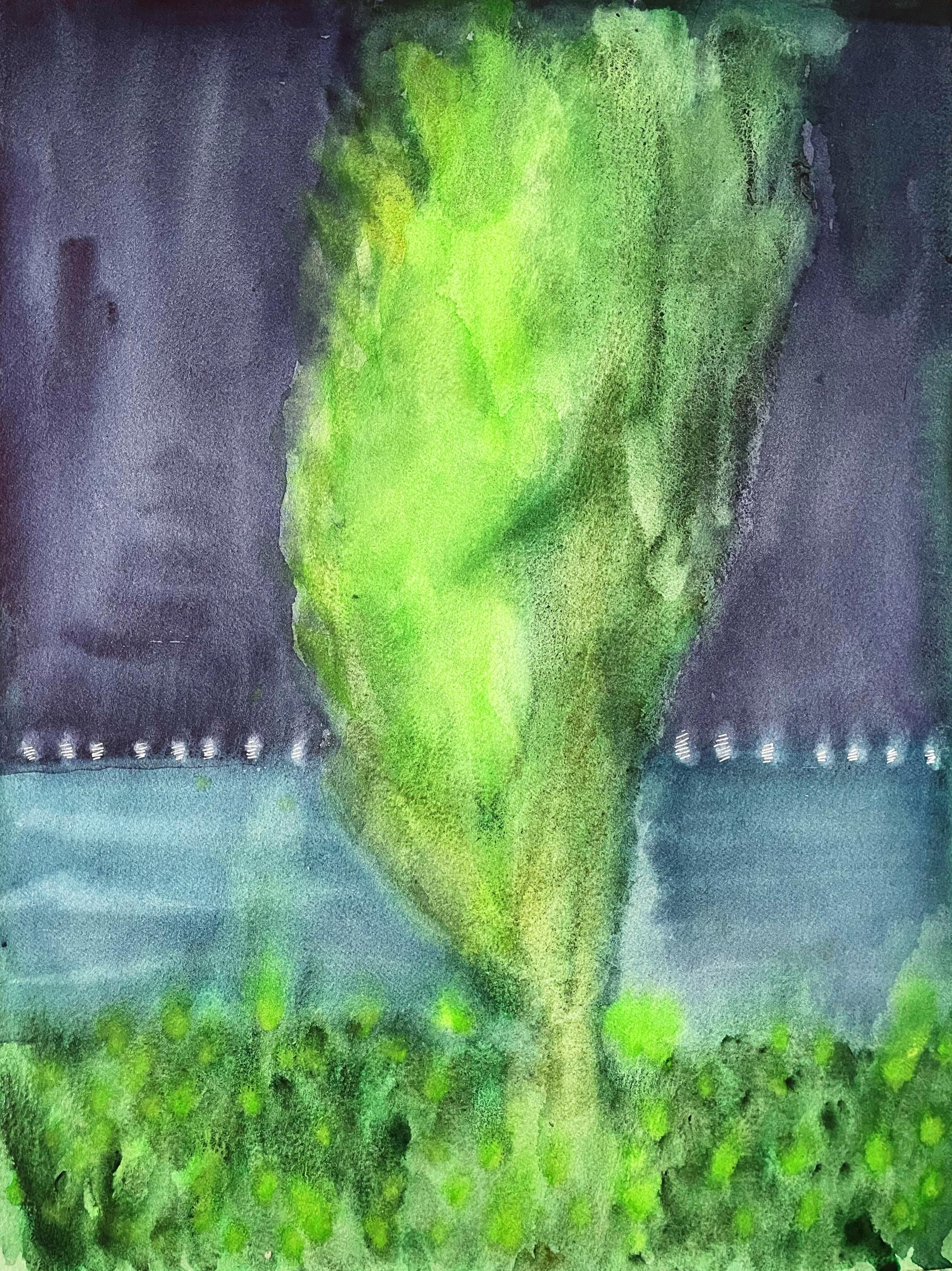  “poplars 4”. Watercolor, cotton. 30, 5 х 41 cm. 2023. - Art by Polina Gulgas