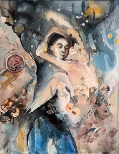 Unnaked, 100×70cm, Watercolor, paper, collage