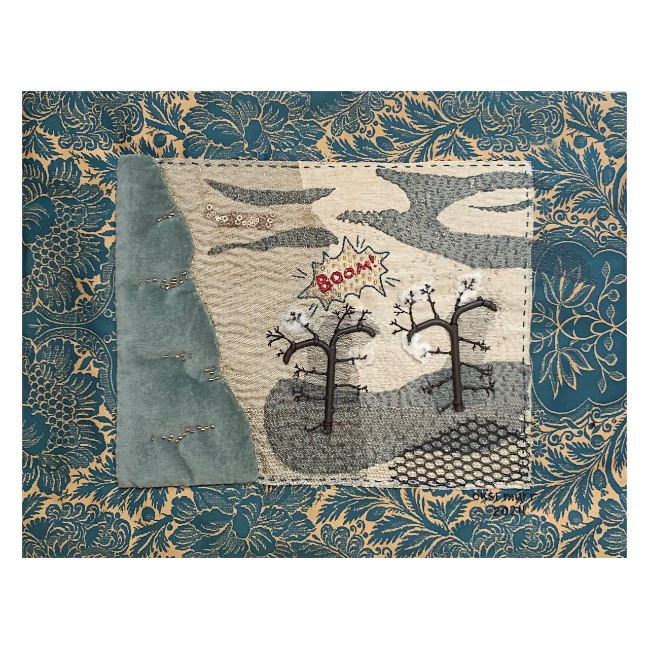 Quadro morbido "Boom", 2024 Tessile 35x45cm, ricamo - Mixed Media Art di Oksana Muratova