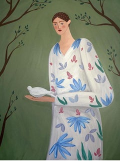 Mädchen im Garten, 100x80 cm, Acryl auf Leinwand