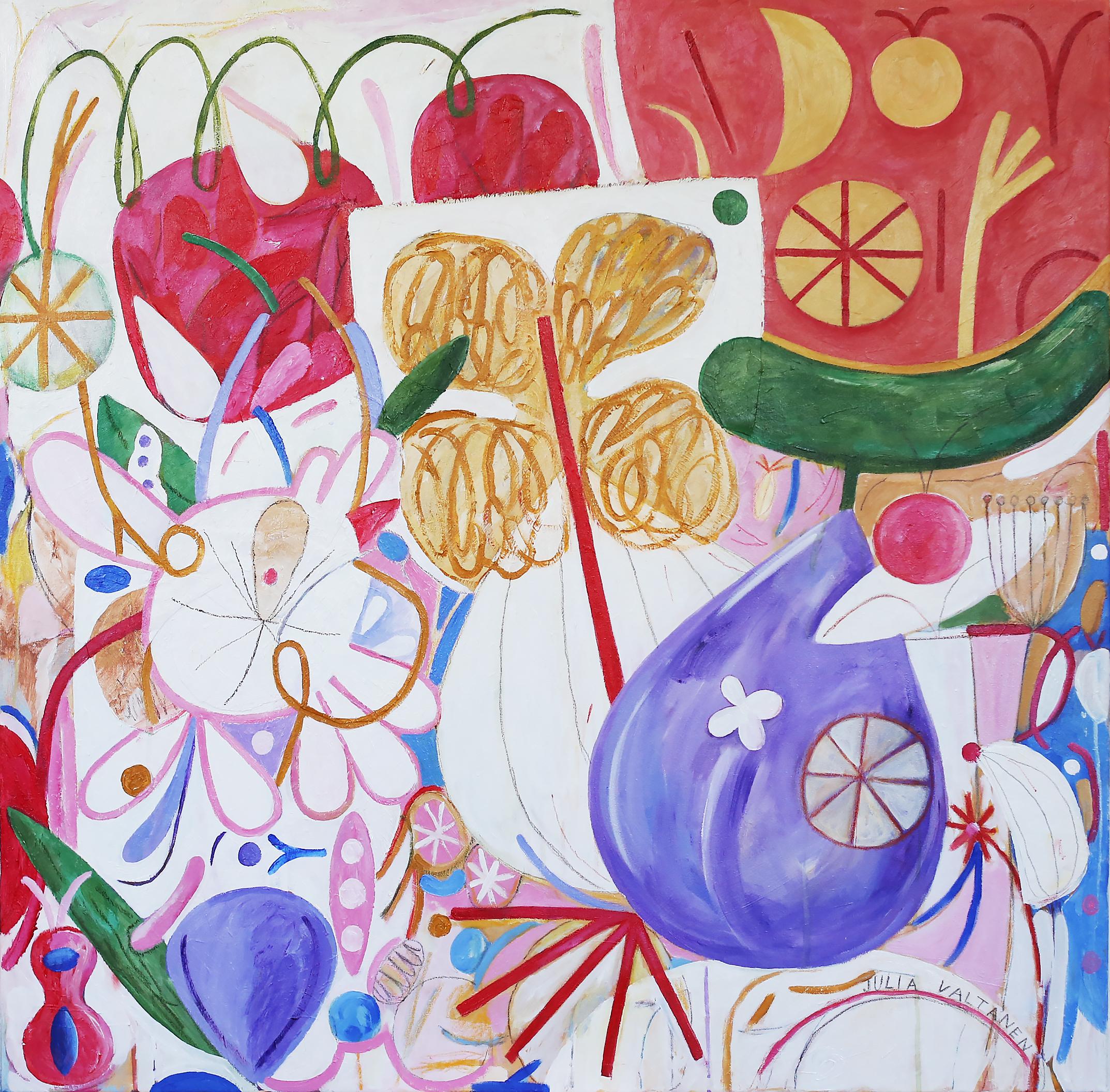 Julia Valtanen Abstract Painting - Apple, 100x100cm
