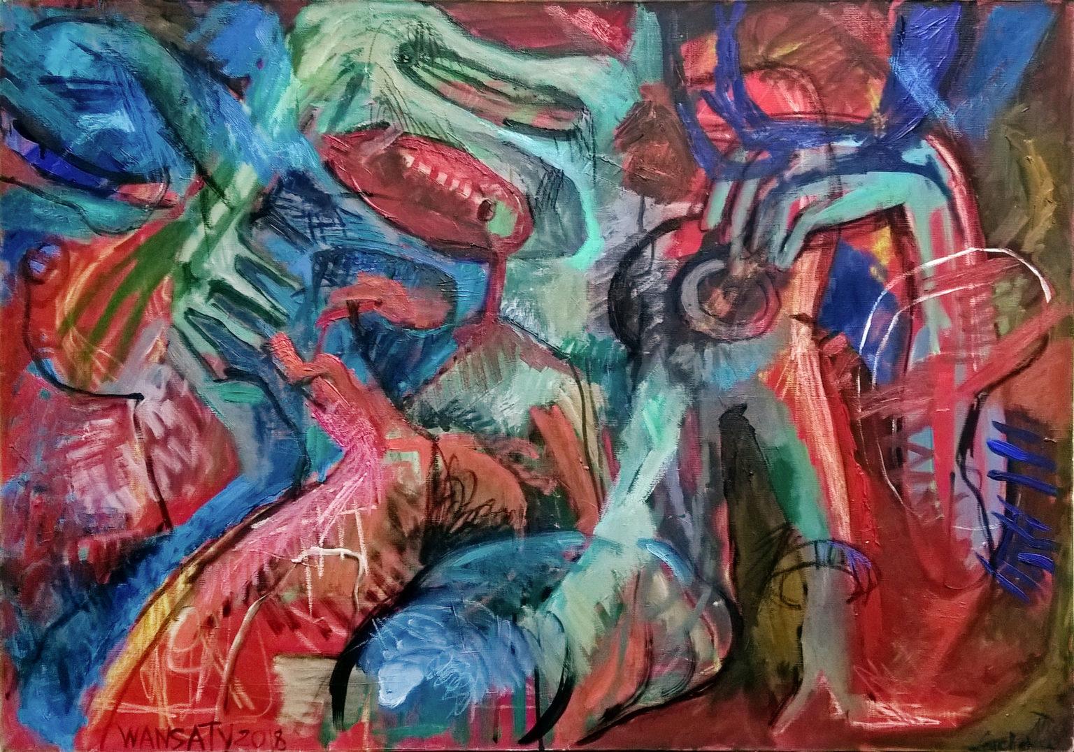 Tatiana Levchenko Abstract Painting - Immersion, 70x100cm