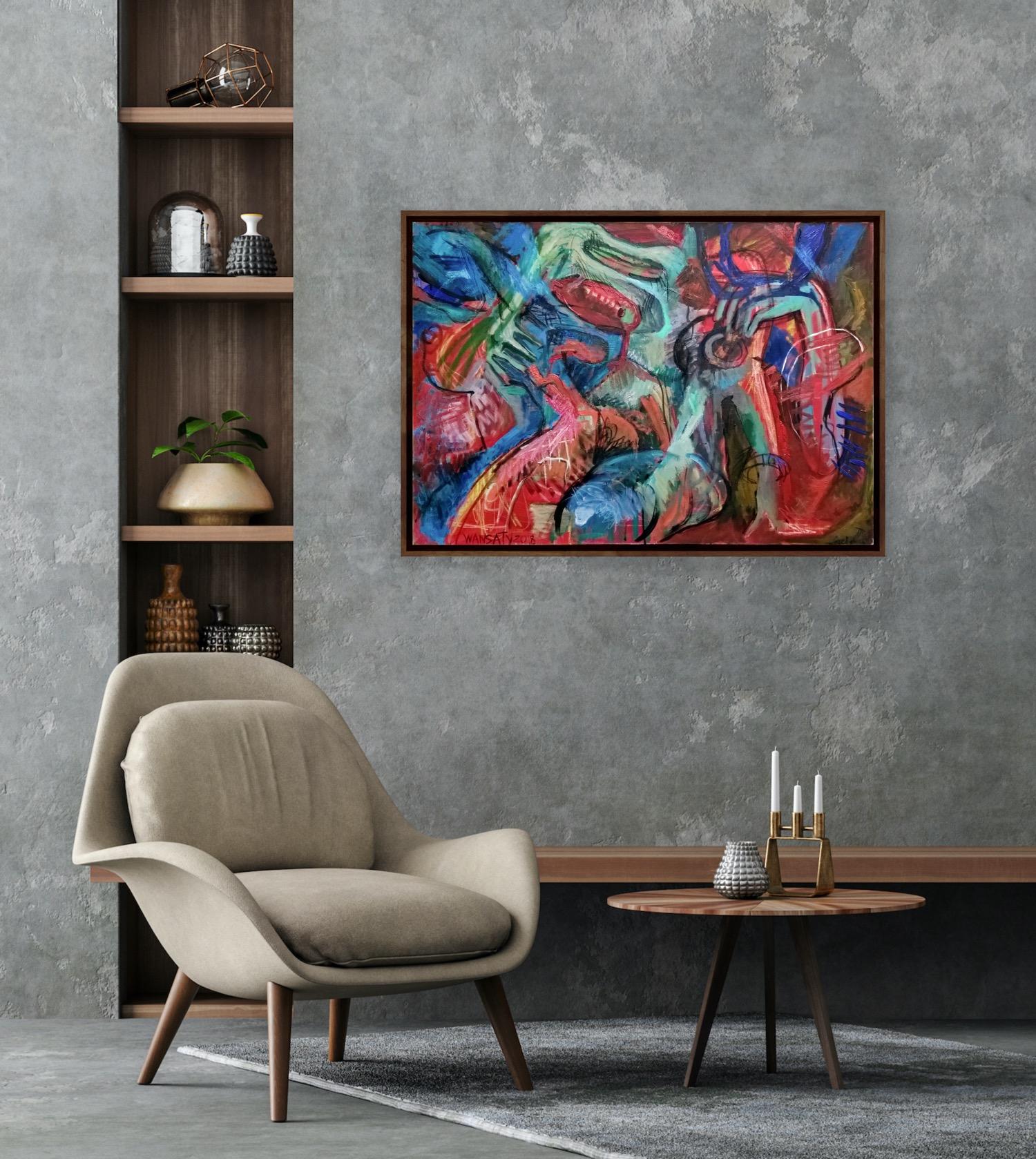 Immersion, 70x100cm - Gray Abstract Painting by Tatiana Levchenko