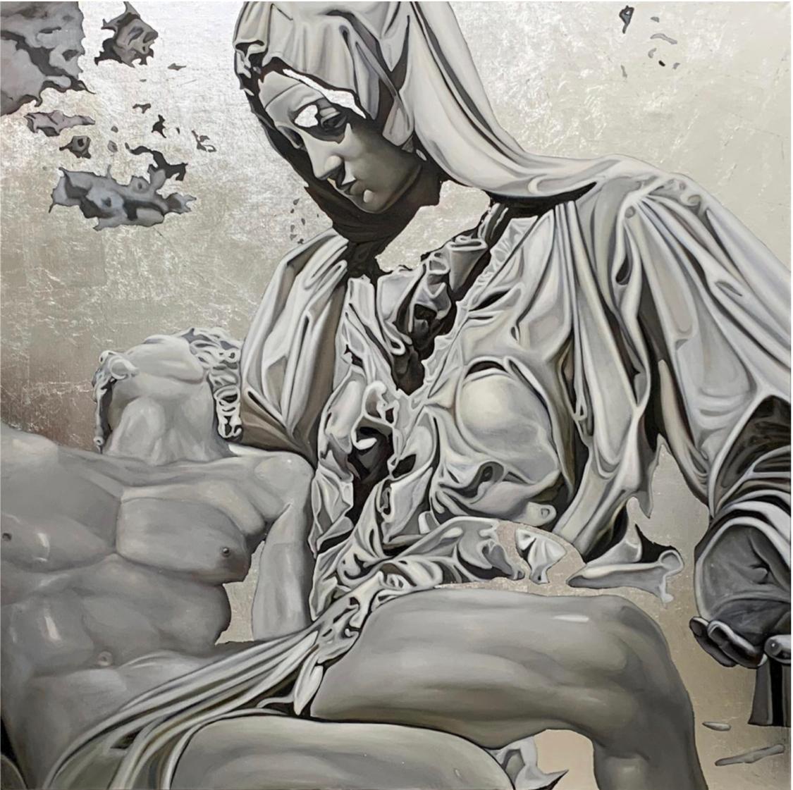  PIETA, 135x135cm, canvas, oil, silver leaf