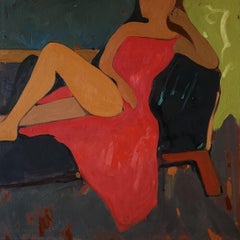 lady in red, 80x80cm
