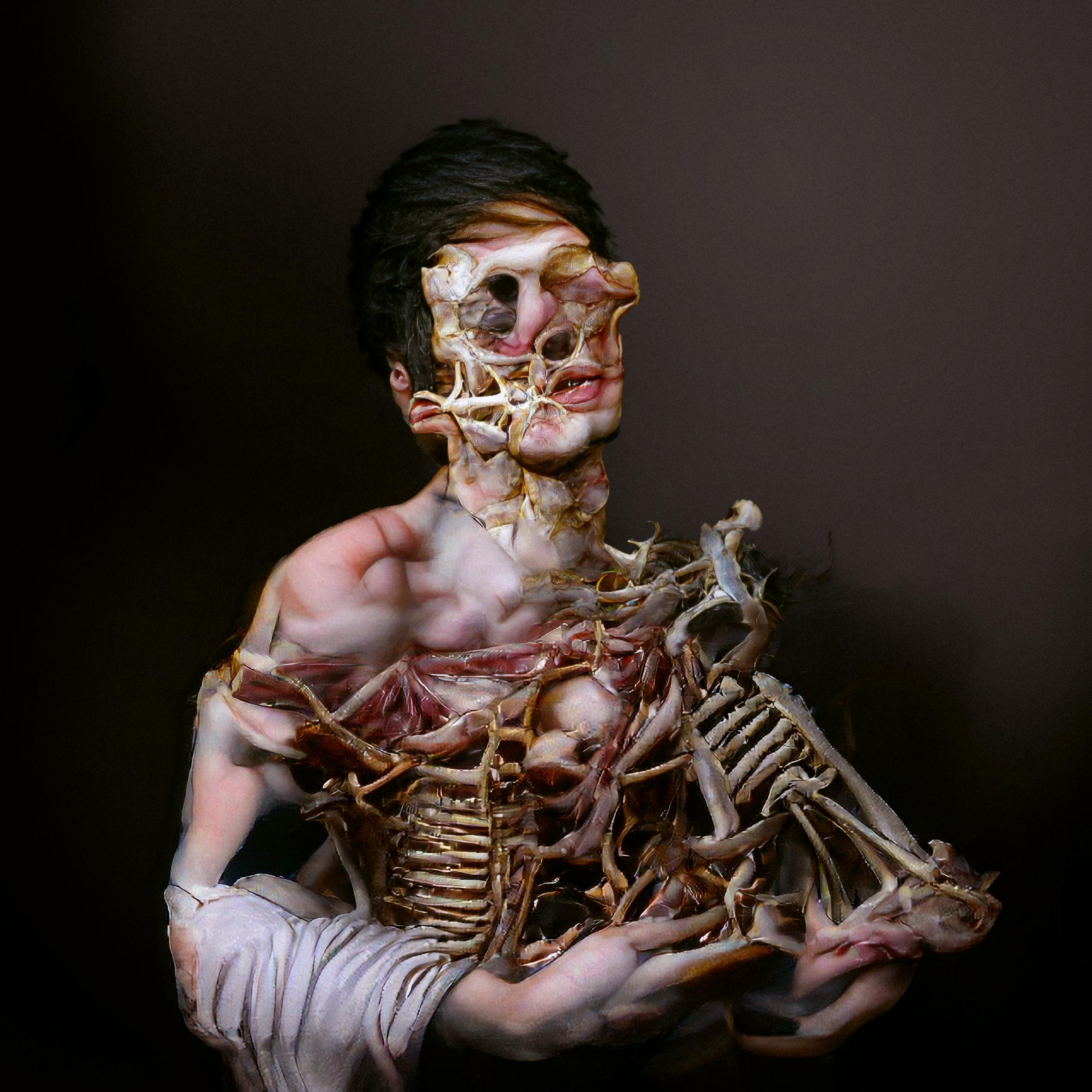 Boy with Bones, print on canvas - Art by Roman Kazus