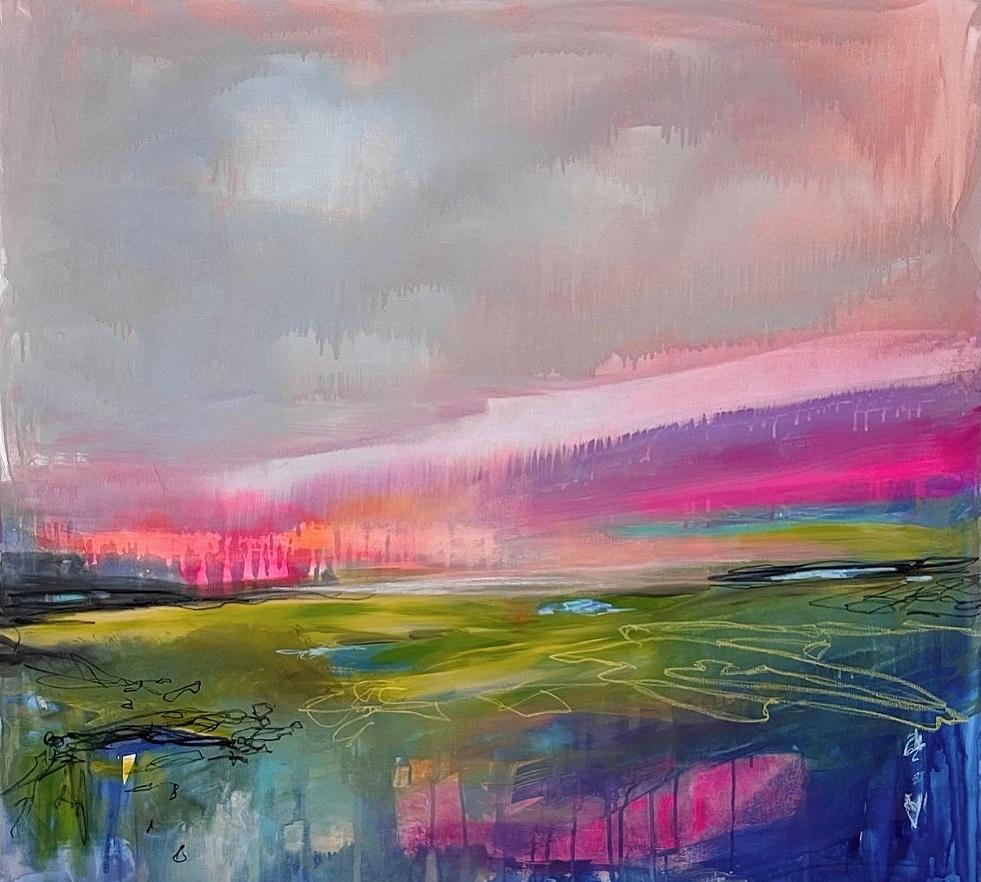 Veronika Kudashova  Abstract Painting - Evening dawn, 100x110cm