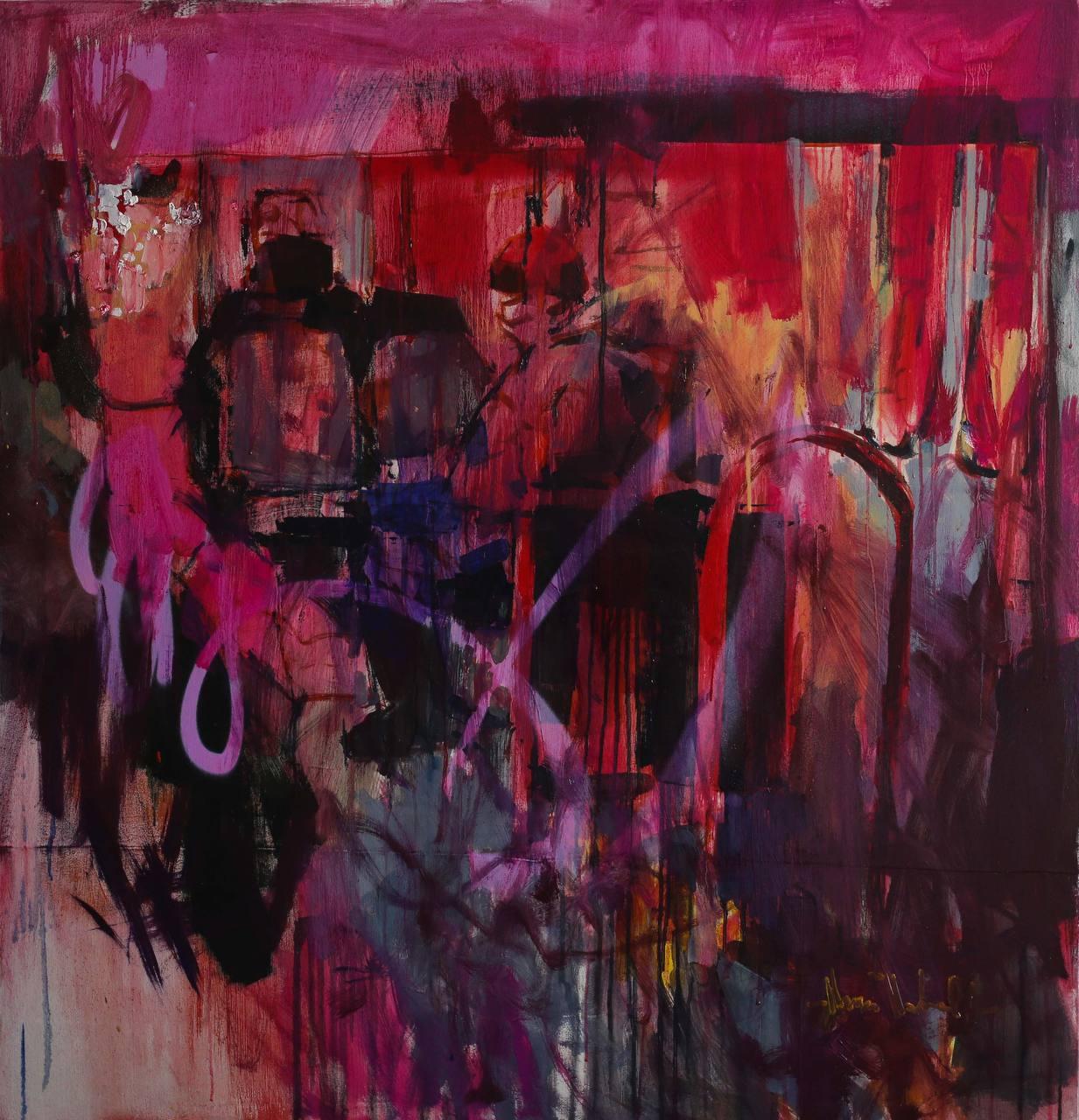 Nikita Pavlov Abstract Painting - Party, 105x100cm
