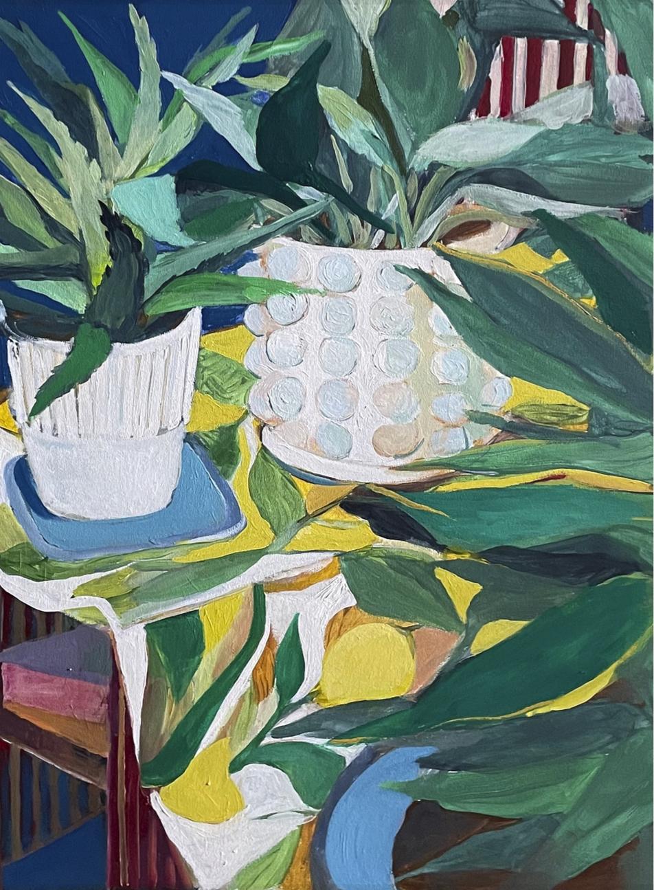 Lemons and bushes, 70x50cm - Art by Lera Zimyatova