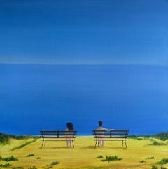 Naked on benches, 50x50cm