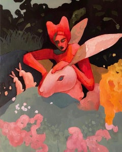 Pink Rabbit Dynasty, 100x80cm