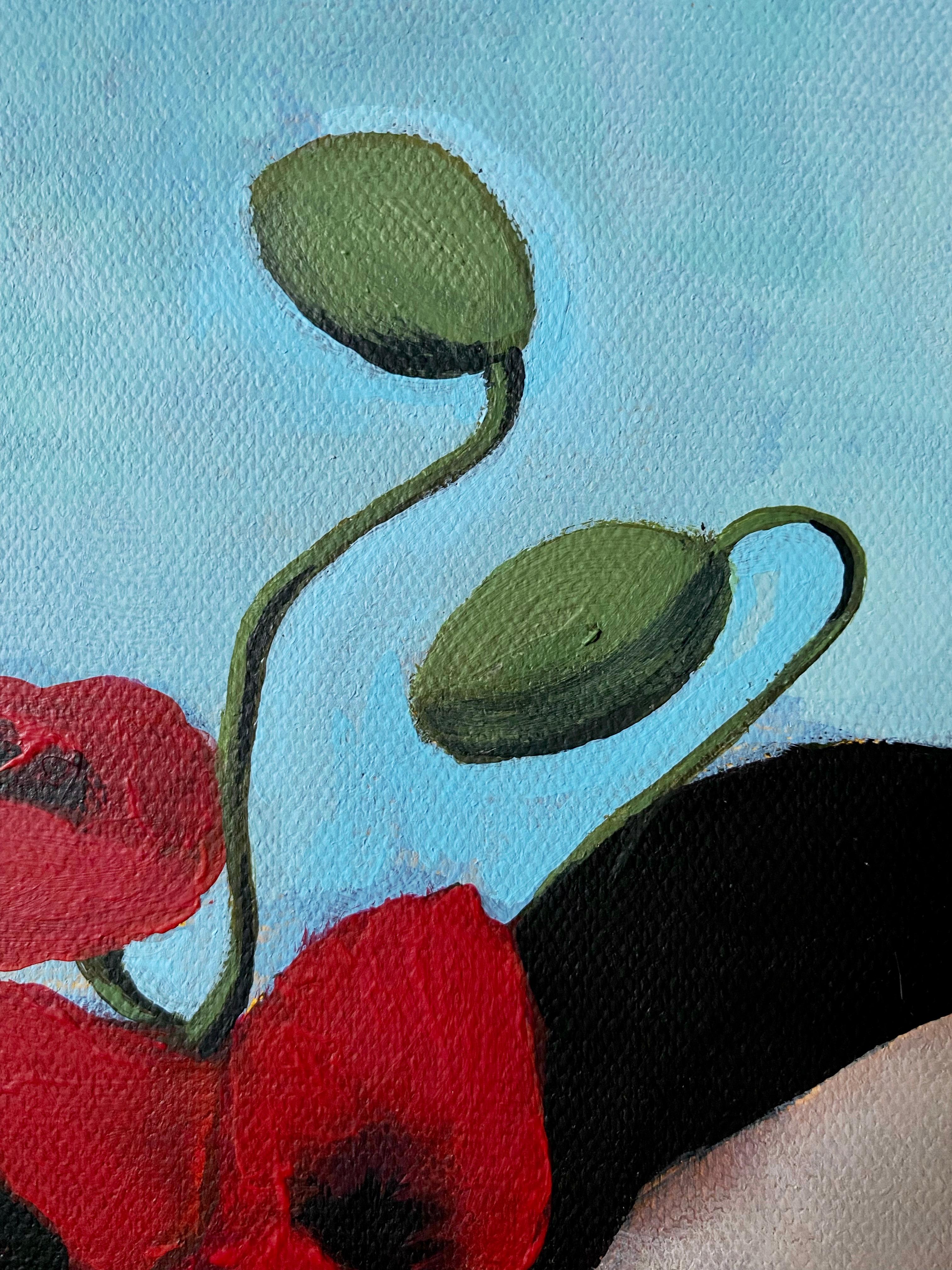 Stepping on a field of blooming poppies , 80x60cm For Sale 6