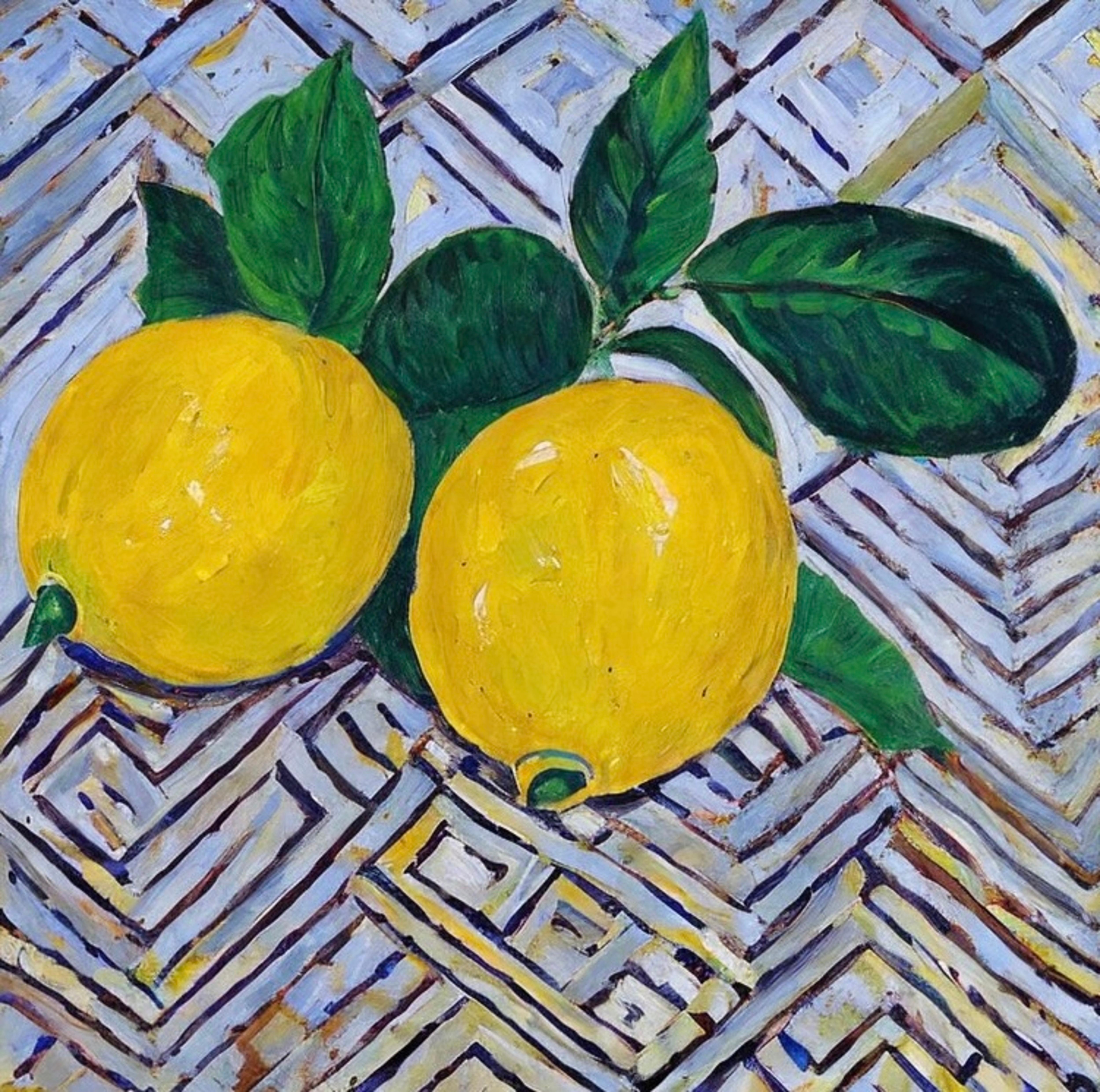 Still life with lemon , 70x70cm, print on canvas