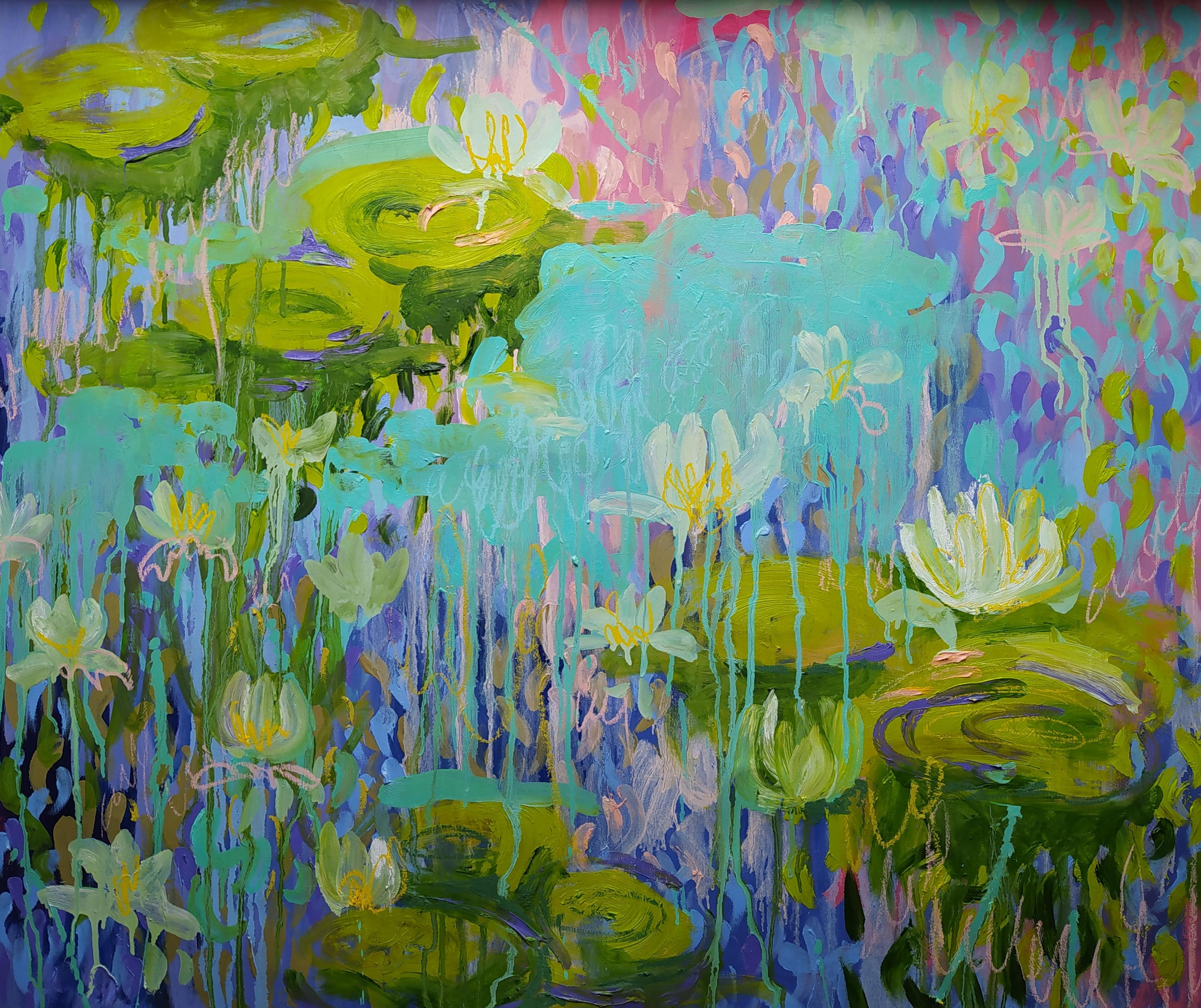 Fleur Abstract Painting - Pond, 75x95cm