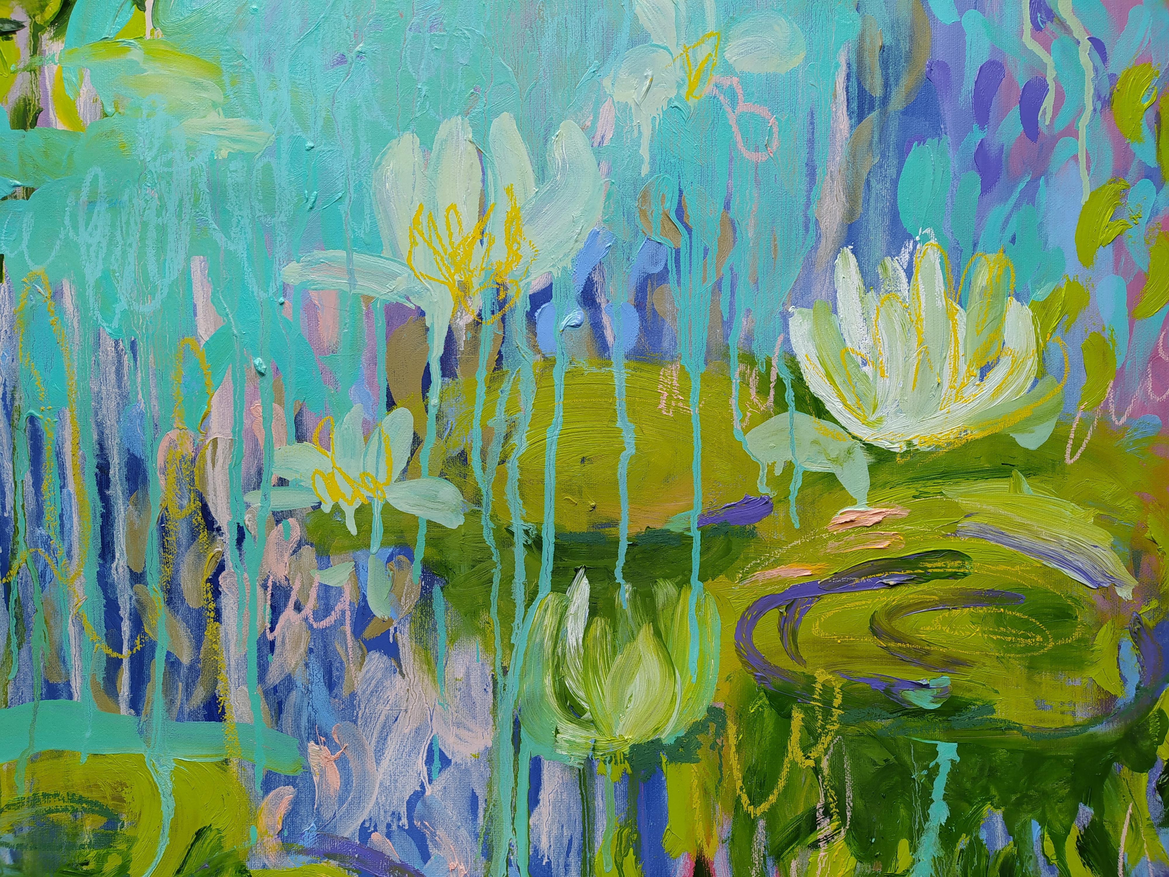 Pond, 75x95cm - Painting by Fleur