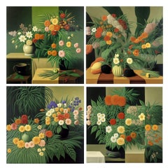 Quadriptych «Still life with flowers», 120х120cm, print on canvas