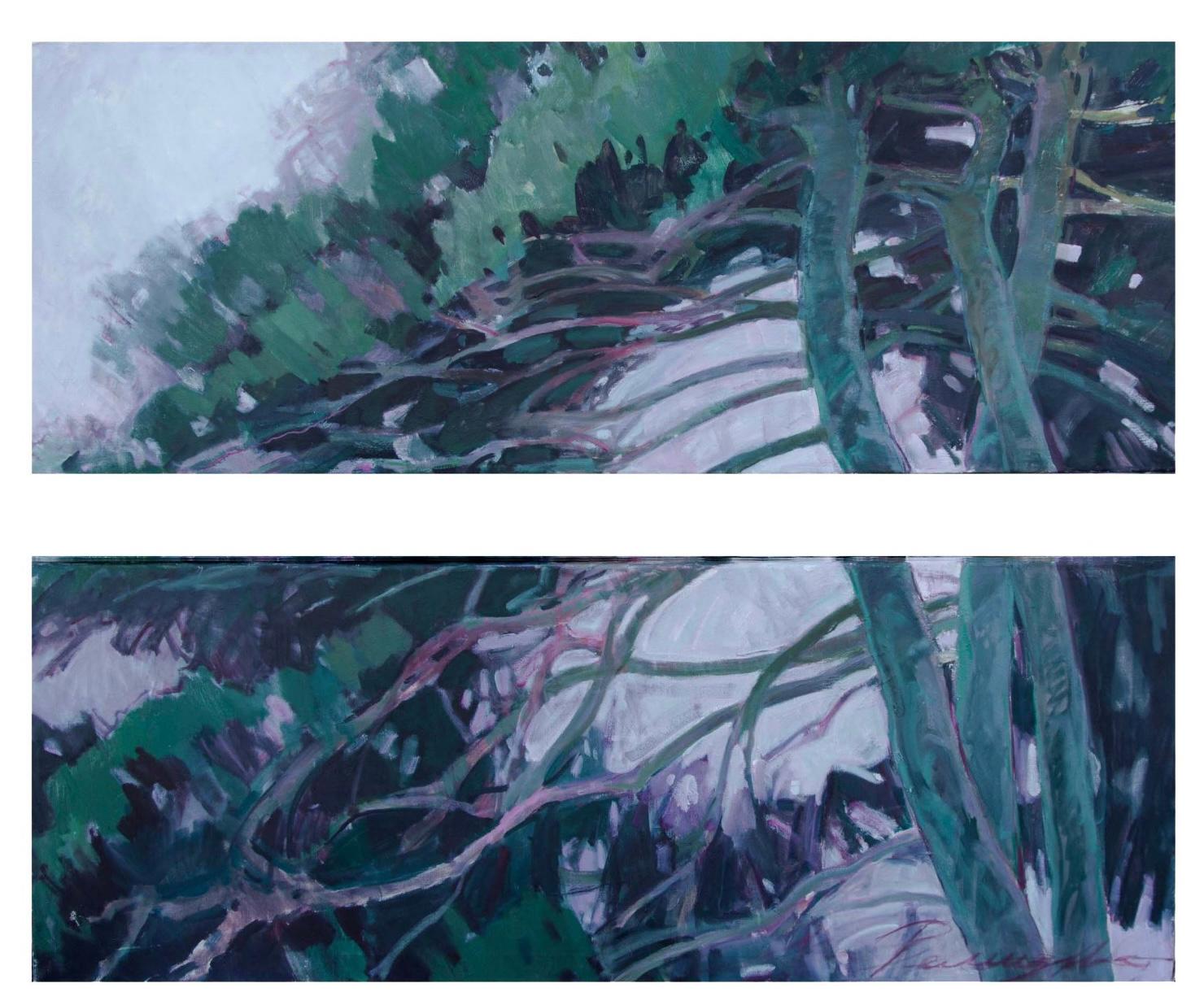 "Pines" diptych. Project "Wind", Canvas, oil, 120x160 cm - Painting by Svetlana Remizova