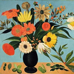 Vase with Flowers, 70x70cm, print on canvas
