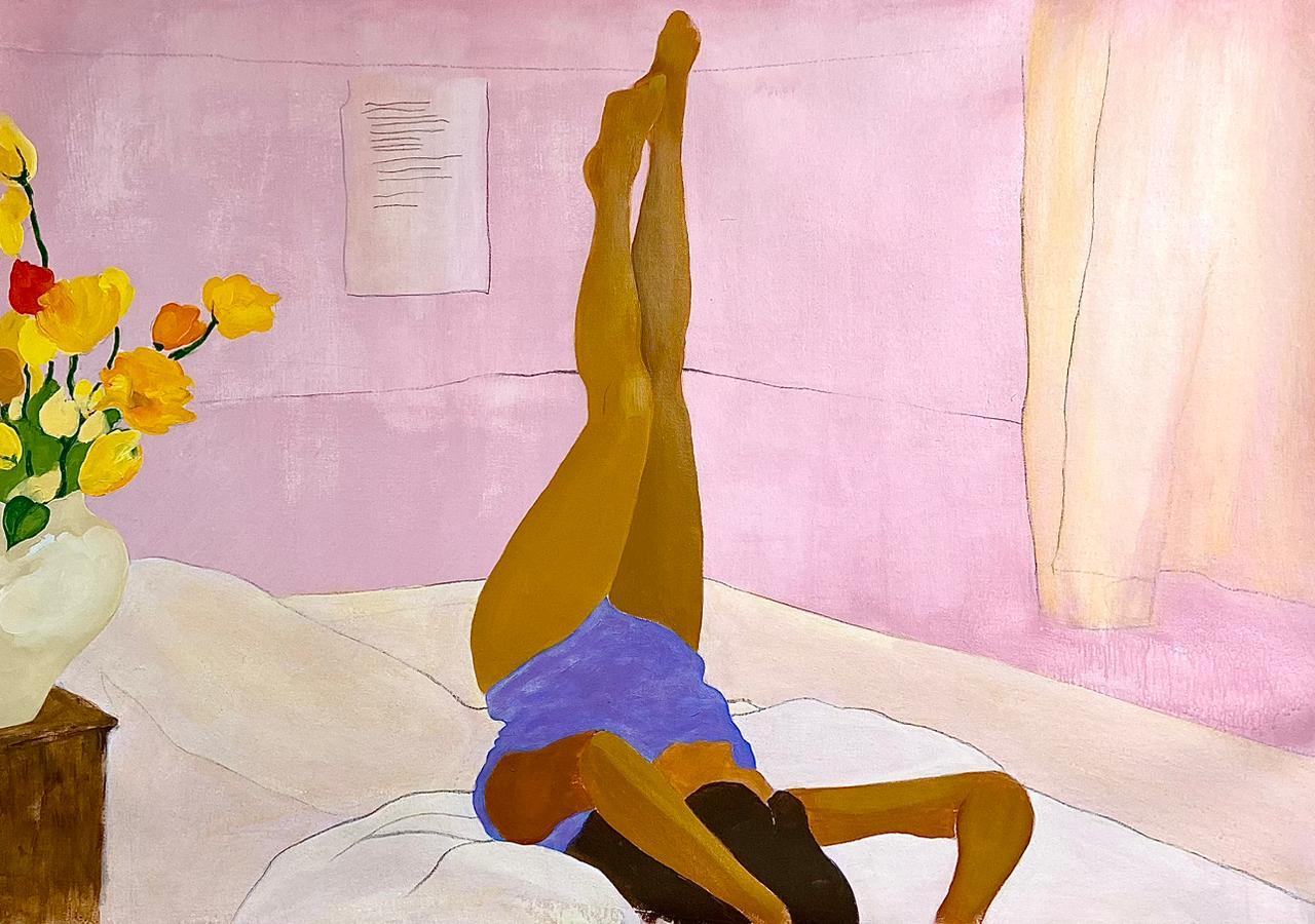 Milana Elkanova Still-Life Painting - I'm lazy, 2023, 83 x 116 cm