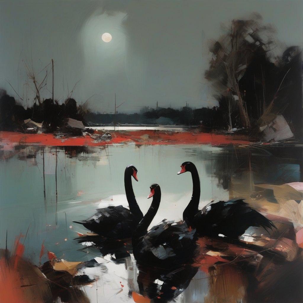  Swan Lake , 80x80cm, print on canvas - Art by Peter Simakov