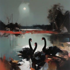  Swan Lake , 80x80cm, Druck auf Leinwand