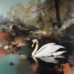  Swan Lake , 80x80cm, Druck auf Leinwand