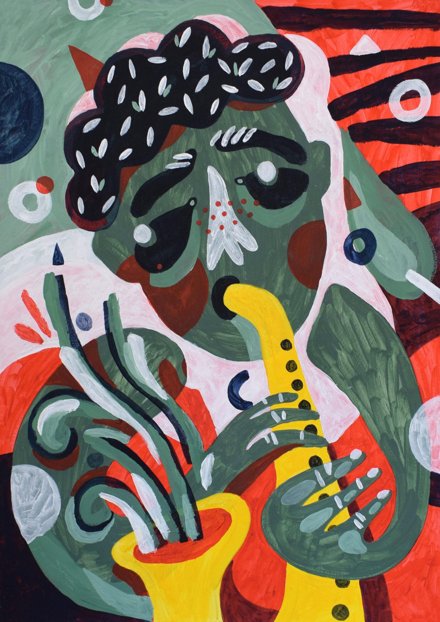  Green jazz, 59x42cm - Art by Elena Romanovskaya